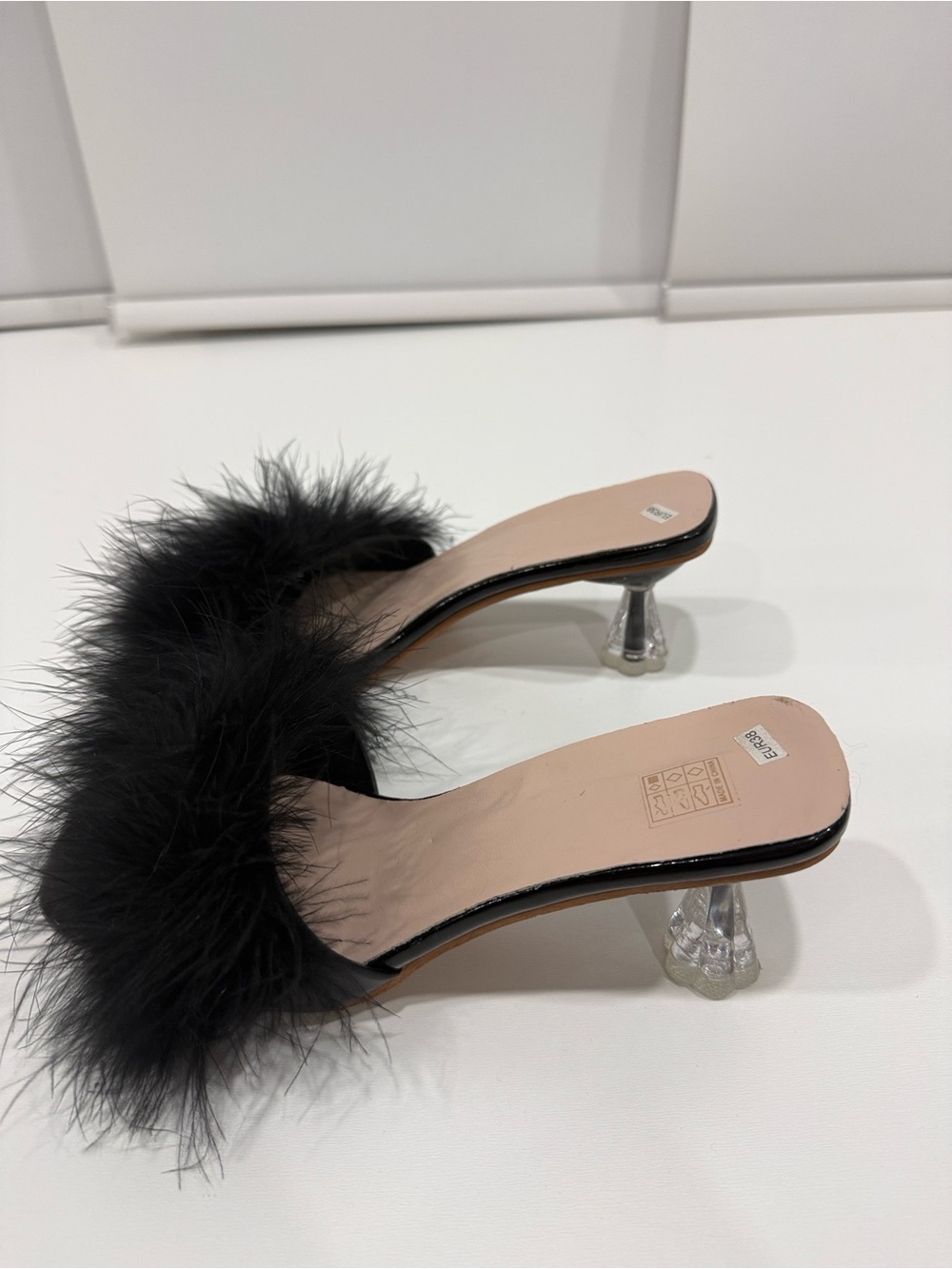Women’s Black Feather Slide Mules - Picture 3 of 6